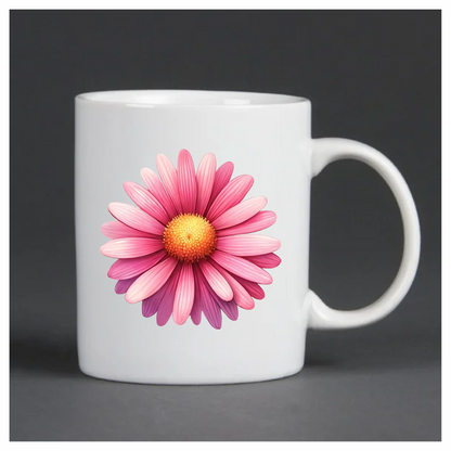 Pink Flower Petals Yellow Center Vinyl Sticker Decal