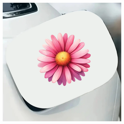 Pink Flower Petals Yellow Center Vinyl Sticker Decal