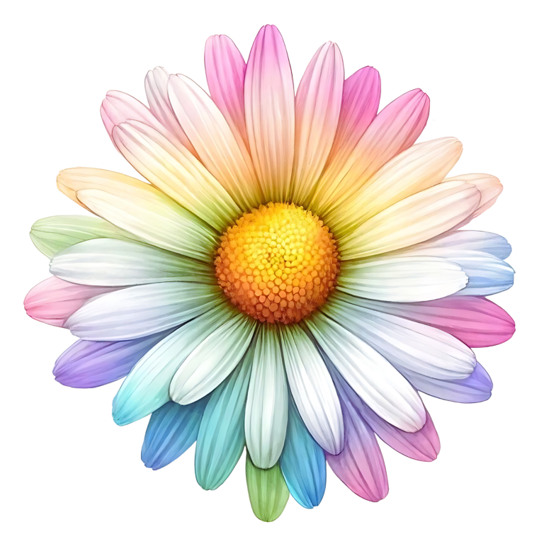 Rainbow Daisy Flower Nature Bright Vinyl Sticker Decal