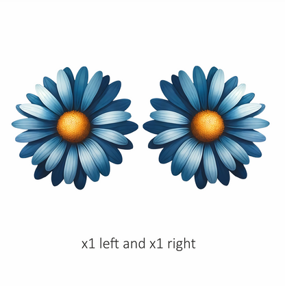 Blue Daisy Flower Center Yellow Vinyl Sticker Decal