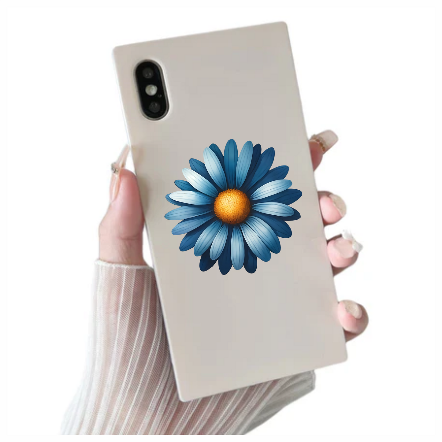 Blue Daisy Flower Center Yellow Vinyl Sticker Decal