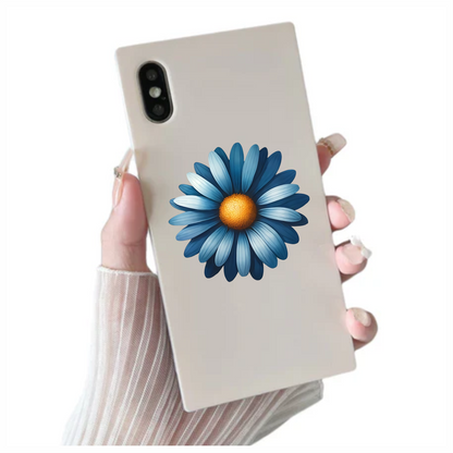 Blue Daisy Flower Center Yellow Vinyl Sticker Decal