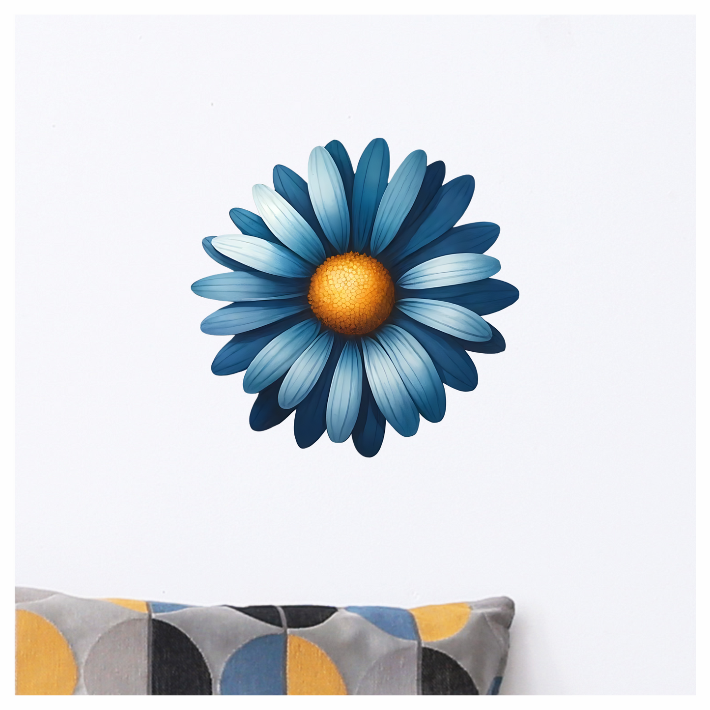 Blue Daisy Flower Center Yellow Vinyl Sticker Decal