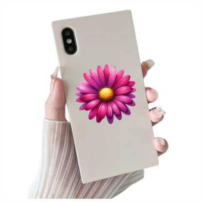 Pink Daisy Yellow Center Flower Vinyl Sticker Decal