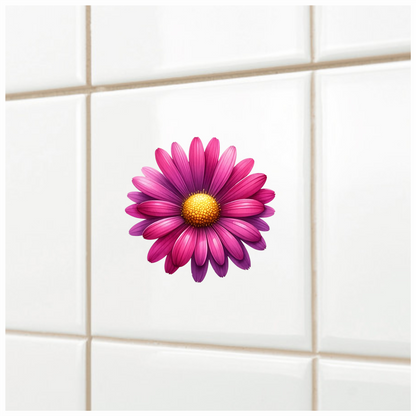 Pink Daisy Yellow Center Flower Vinyl Sticker Decal