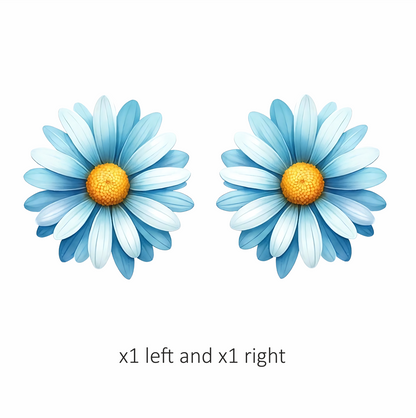 Blue White Daisy Flower Closeup Vinyl Sticker Decal