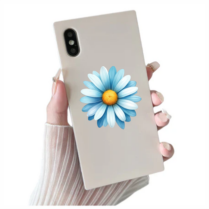 Blue White Daisy Flower Closeup Vinyl Sticker Decal
