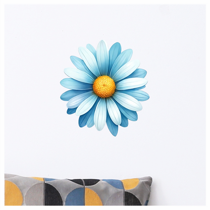 Blue White Daisy Flower Closeup Vinyl Sticker Decal