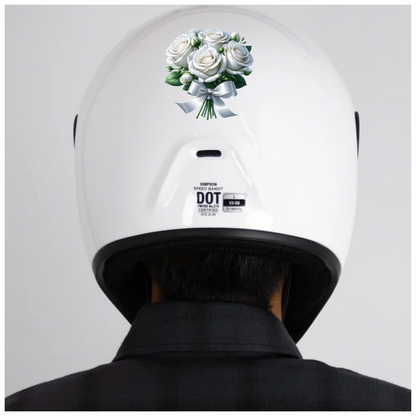 White Roses Bouquet Ribbon Elegant Vinyl Sticker Decal