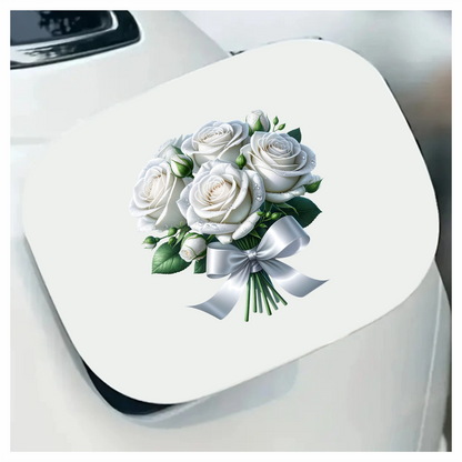 White Roses Bouquet Ribbon Elegant Vinyl Sticker Decal