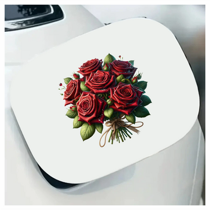 Red Roses Green Leaves Tied Bouquet Vinyl Sticker Decal