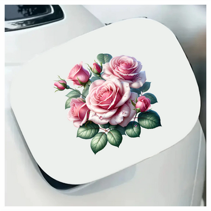 Pink Roses Green Leaves Water Drops Vinyl Sticker Decal