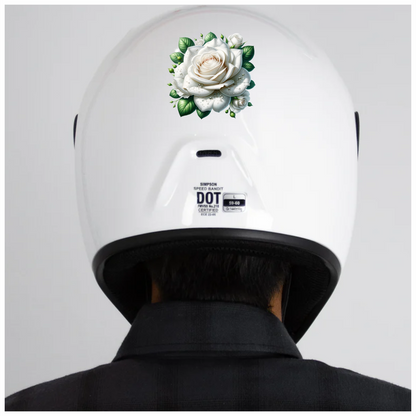 White Rose Green Leaves Water Drops Vinyl Sticker Decal
