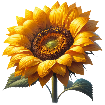 Sunflower Yellow Bright Green Leaves Vinyl Sticker Decal