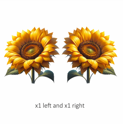 Sunflower Yellow Bright Green Leaves Vinyl Sticker Decal
