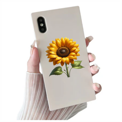 Yellow Sunflower Green Leaves Nature Plant Vinyl Sticker Decal
