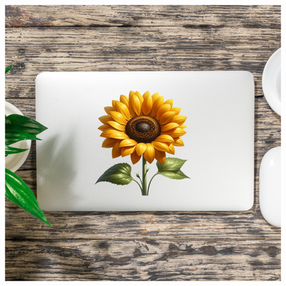 Yellow Sunflower Green Leaves Nature Plant Vinyl Sticker Decal