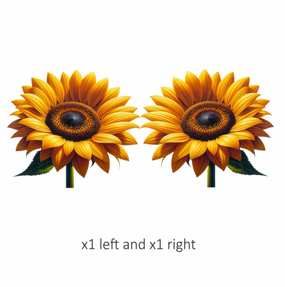 Yellow Sunflower Bright Petals Green Stem Vinyl Sticker Decal