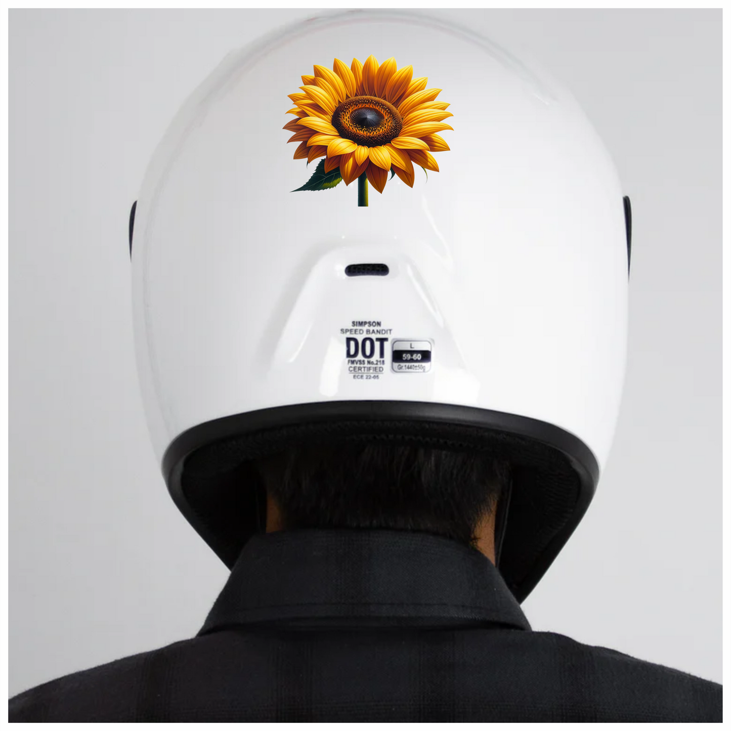 Yellow Sunflower Bright Petals Green Stem Vinyl Sticker Decal