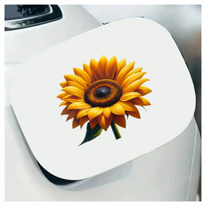 Yellow Sunflower Bright Petals Green Stem Vinyl Sticker Decal