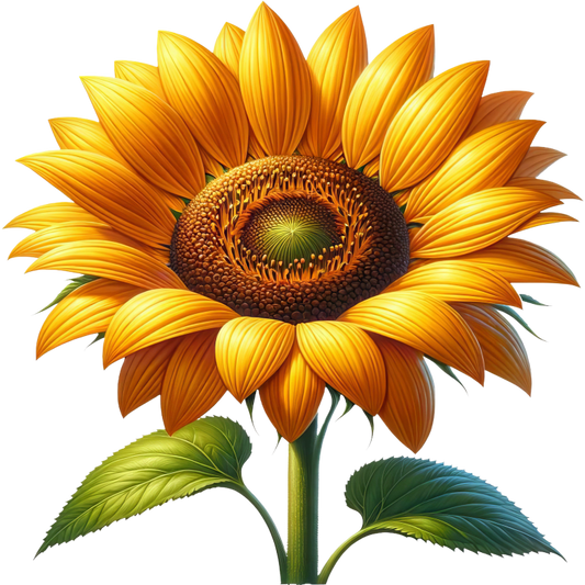 Yellow Sunflower Blooming Green Leaves Vinyl Sticker Decal