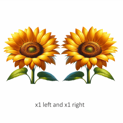 Yellow Sunflower Blooming Green Leaves Vinyl Sticker Decal