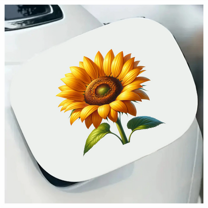 Yellow Sunflower Blooming Green Leaves Vinyl Sticker Decal