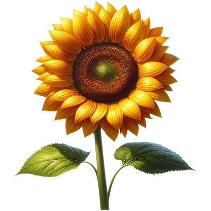 Yellow Sunflower Green Leaves Single Stem Vinyl Sticker Decal
