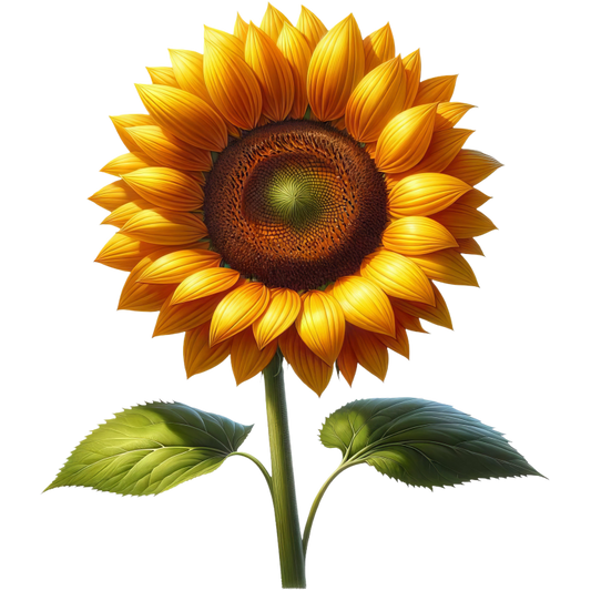 Yellow Sunflower Green Leaves Single Stem Vinyl Sticker Decal
