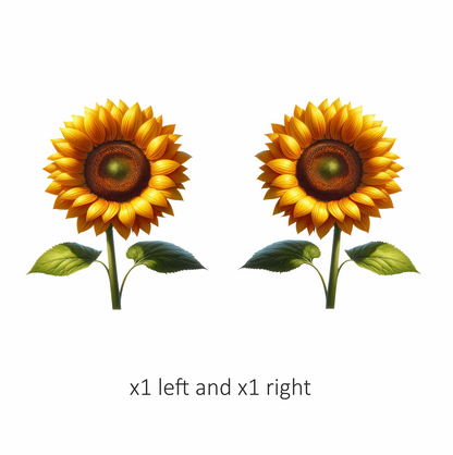 Yellow Sunflower Green Leaves Single Stem Vinyl Sticker Decal