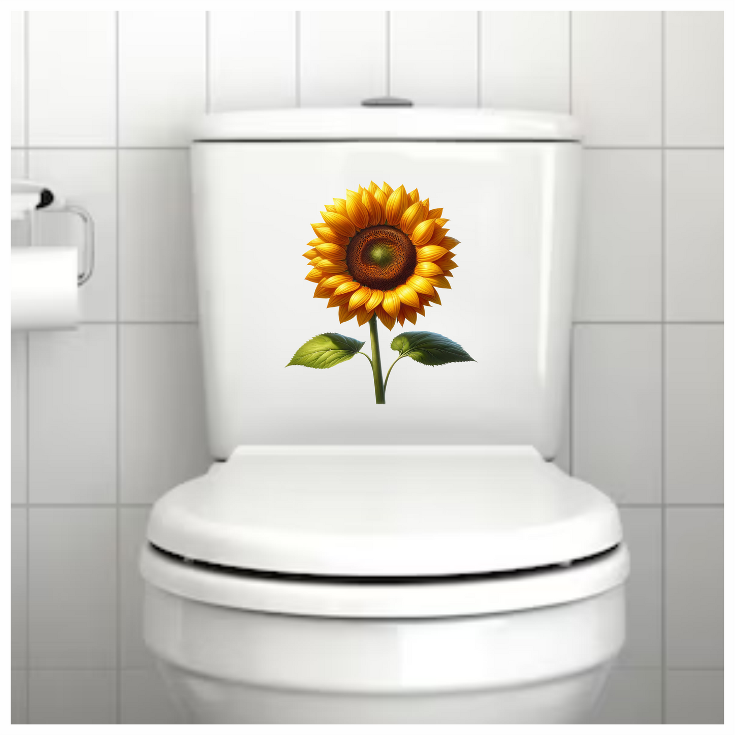 Yellow Sunflower Green Leaves Single Stem Vinyl Sticker Decal