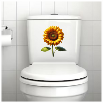Yellow Sunflower Green Leaves Single Stem Vinyl Sticker Decal