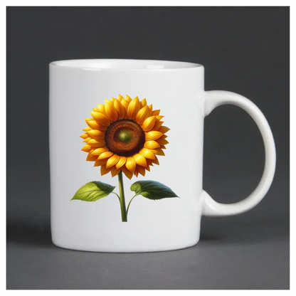 Yellow Sunflower Green Leaves Single Stem Vinyl Sticker Decal