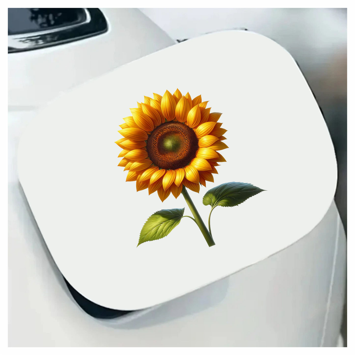 Yellow Sunflower Green Leaves Single Stem Vinyl Sticker Decal