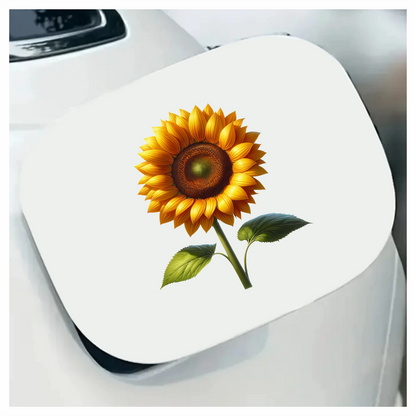 Yellow Sunflower Green Leaves Single Stem Vinyl Sticker Decal