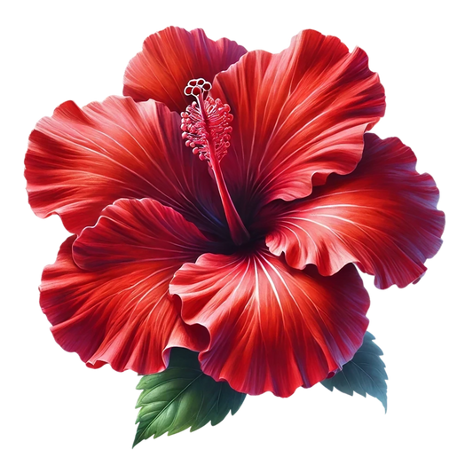 Red Hibiscus Flower Green Leaves Vinyl Sticker Decal