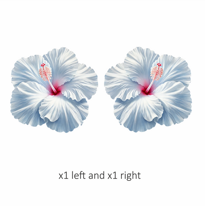 White Hibiscus Flower With Red Vinyl Sticker Decal