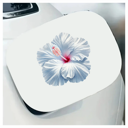 White Hibiscus Flower With Red Vinyl Sticker Decal