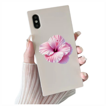 Pink Hibiscus Flower Closeup Vinyl Sticker Decal