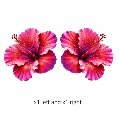 Red Pink Hibiscus Tropical Flower Vinyl Sticker Decal