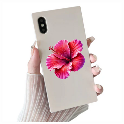 Red Pink Hibiscus Tropical Flower Vinyl Sticker Decal