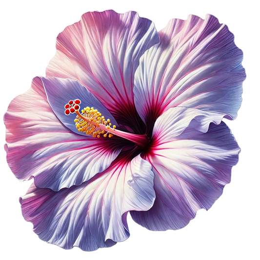 Pink White Hibiscus Flower Closeup Vinyl Sticker Decal