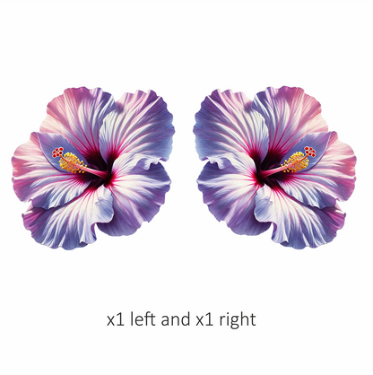 Pink White Hibiscus Flower Closeup Vinyl Sticker Decal