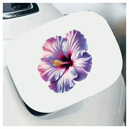 Pink White Hibiscus Flower Closeup Vinyl Sticker Decal