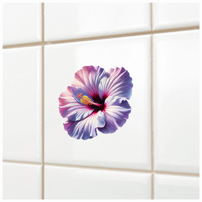 Pink White Hibiscus Flower Closeup Vinyl Sticker Decal