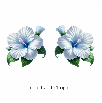 White Hibiscus Flower Green Leaves Vinyl Sticker Decal