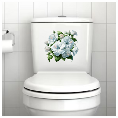 White Hibiscus Rose Leaves Flowers Vinyl Sticker Decal