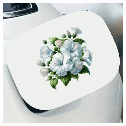 White Hibiscus Rose Leaves Flowers Vinyl Sticker Decal