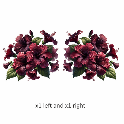 Red Hibiscus Flowers Green Leaves Vinyl Sticker Decal
