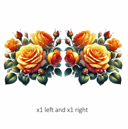 Orange Yellow Roses Green Leaves Vinyl Sticker Decal